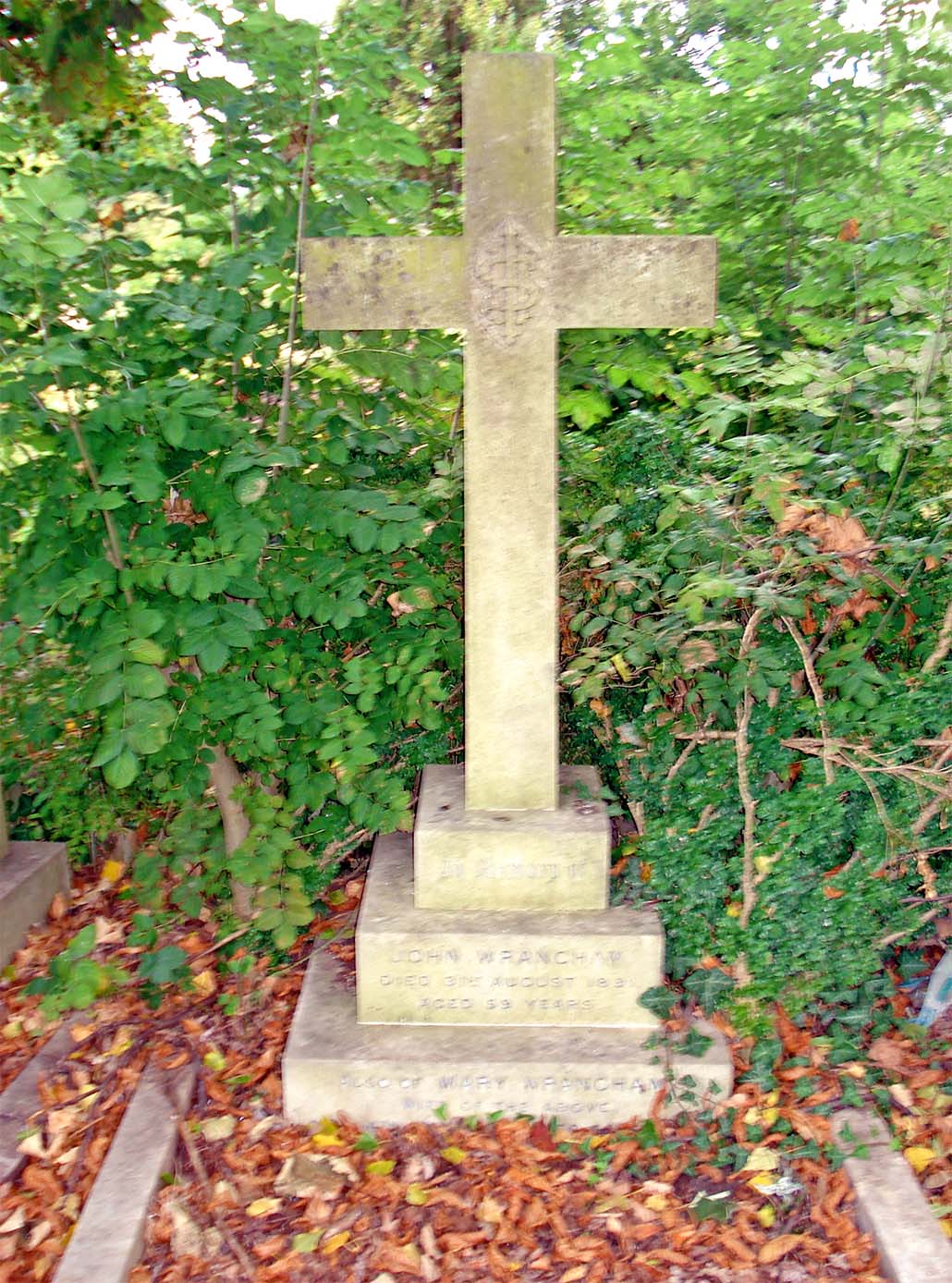 Grave of John Wrangham (1832-1891) and his wife Mary Harris (1838-1904) at Beckenham Cemetery.